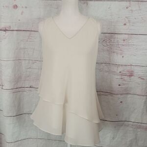 Eileen Fisher Silk Tiered Ruffle Sleeveless Top Size XS